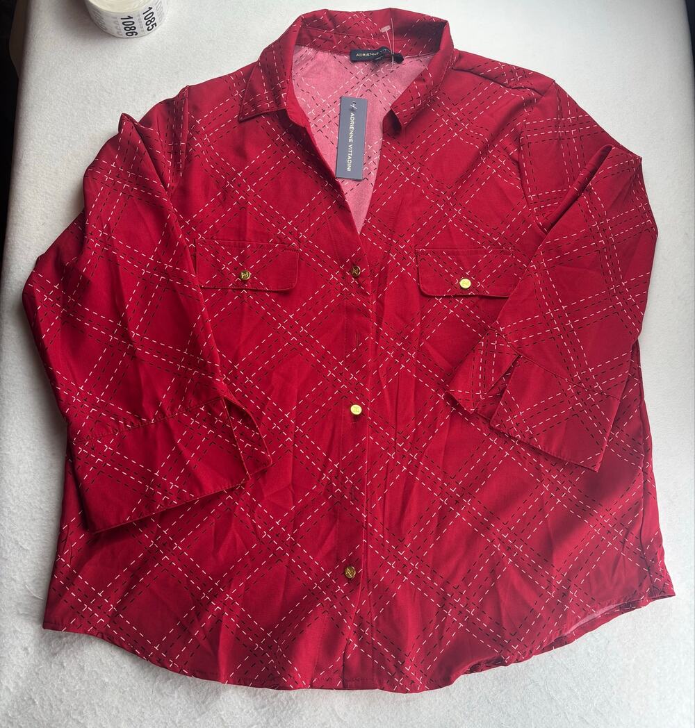 Adrienne Vittadini Red Blouse Size XL NWT